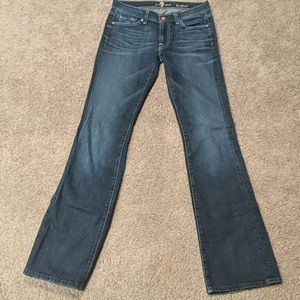 Dark wash bootcut jeans, size 27, 33 inch inseam
